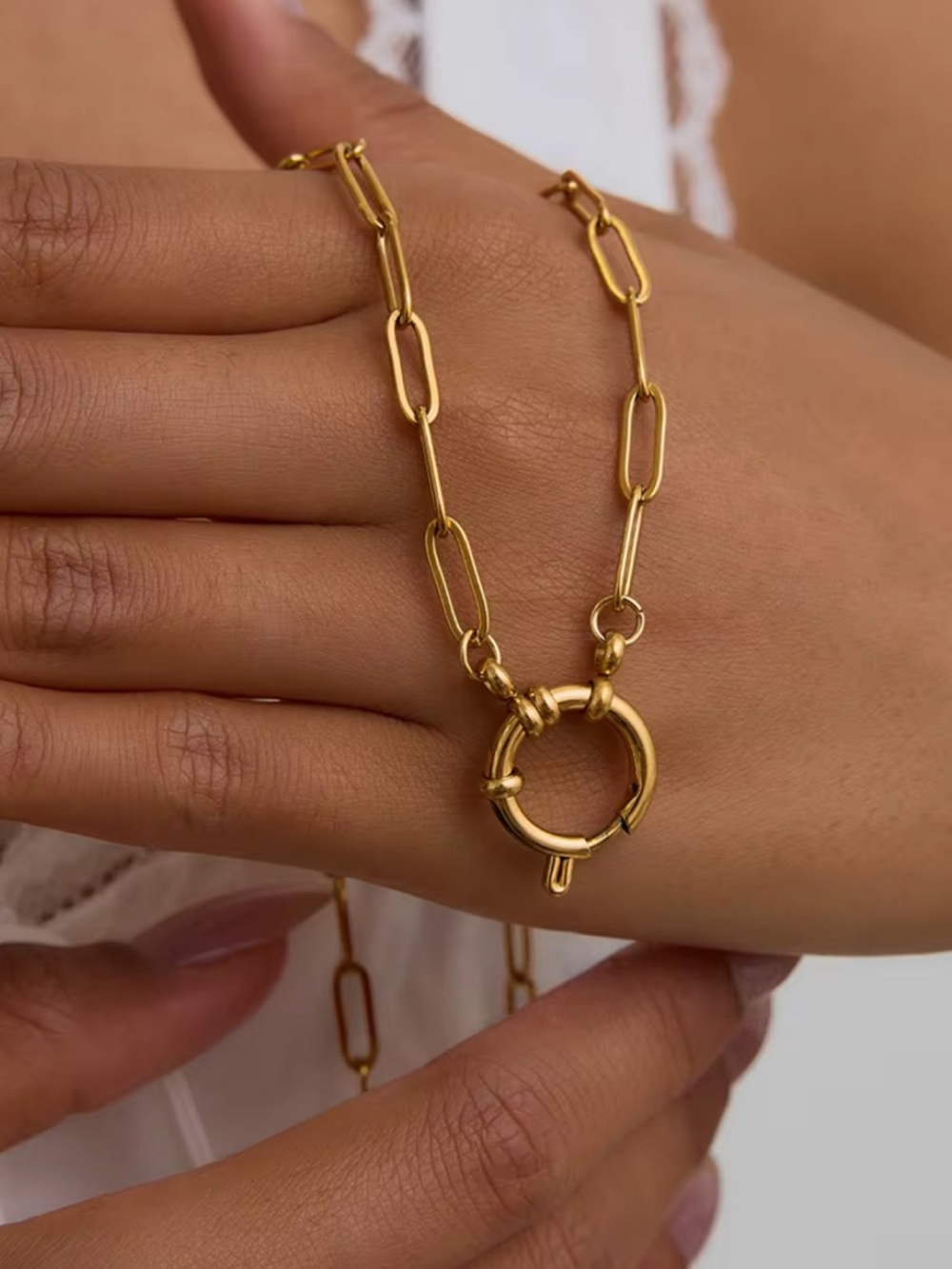 Plain Paperclip Chain 18K Gold Stainless Steel